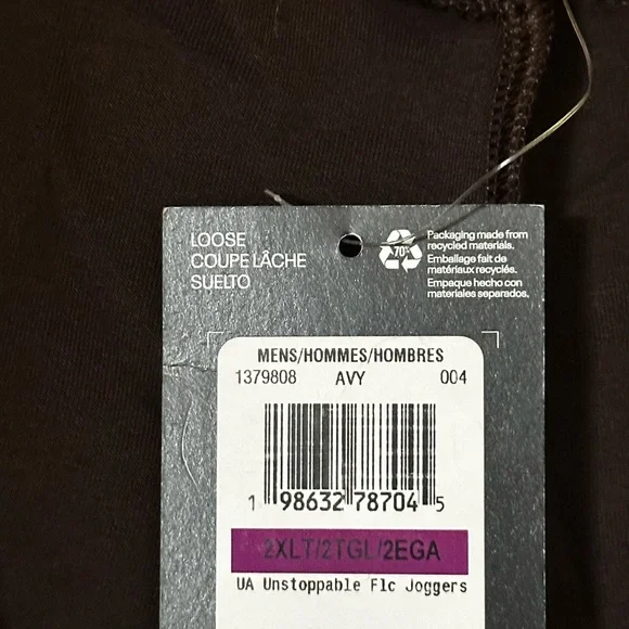 Under Armour Unstoppable Fleece Black and Brown Joggers - Picture 8 of 8